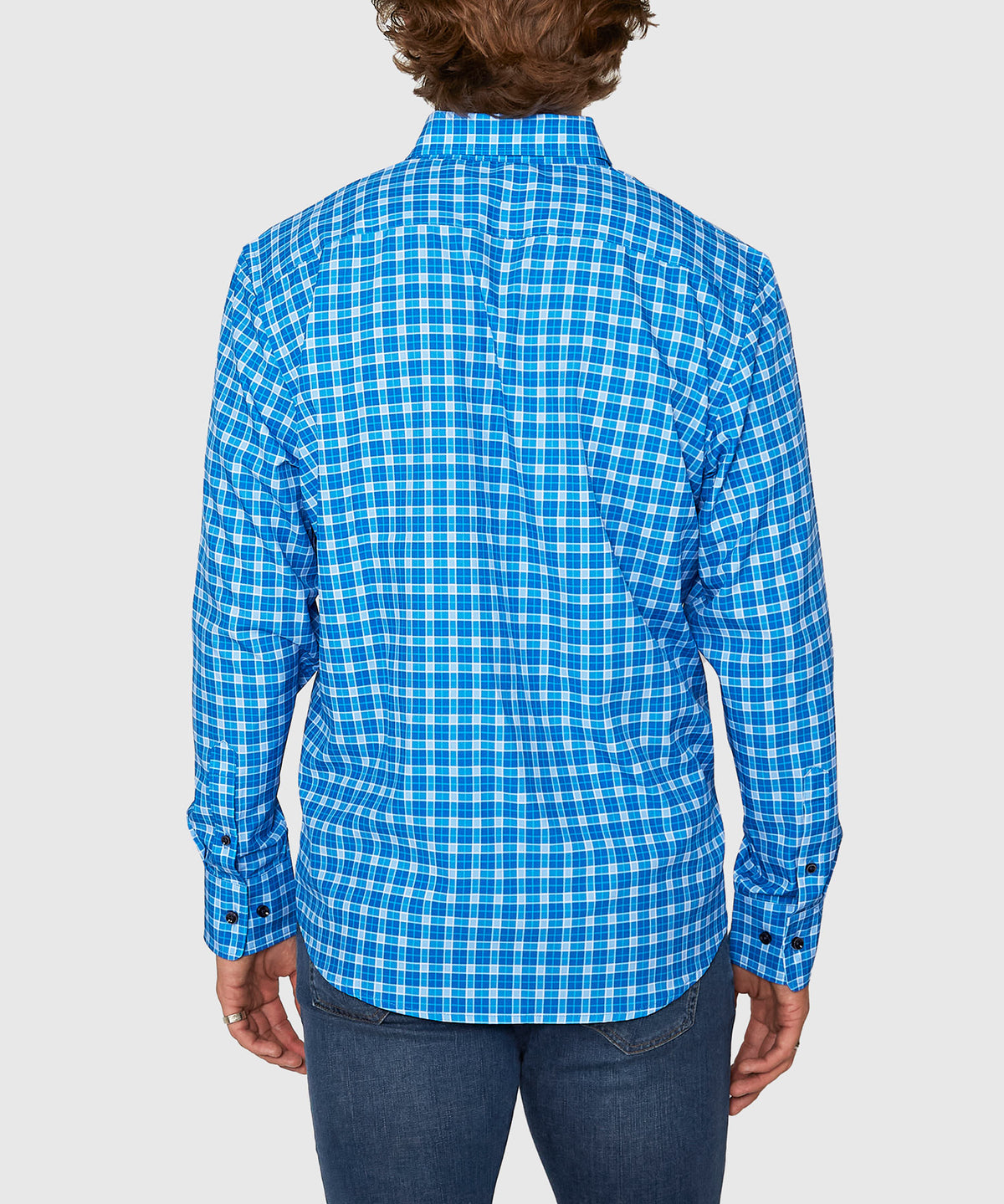 plaid dress shirt Men's Big & Tall Westport No-Tuck Long Sleeve Button Down Collar Plaid Stretch Performance Sport Shirt Blue Multi / 2XB