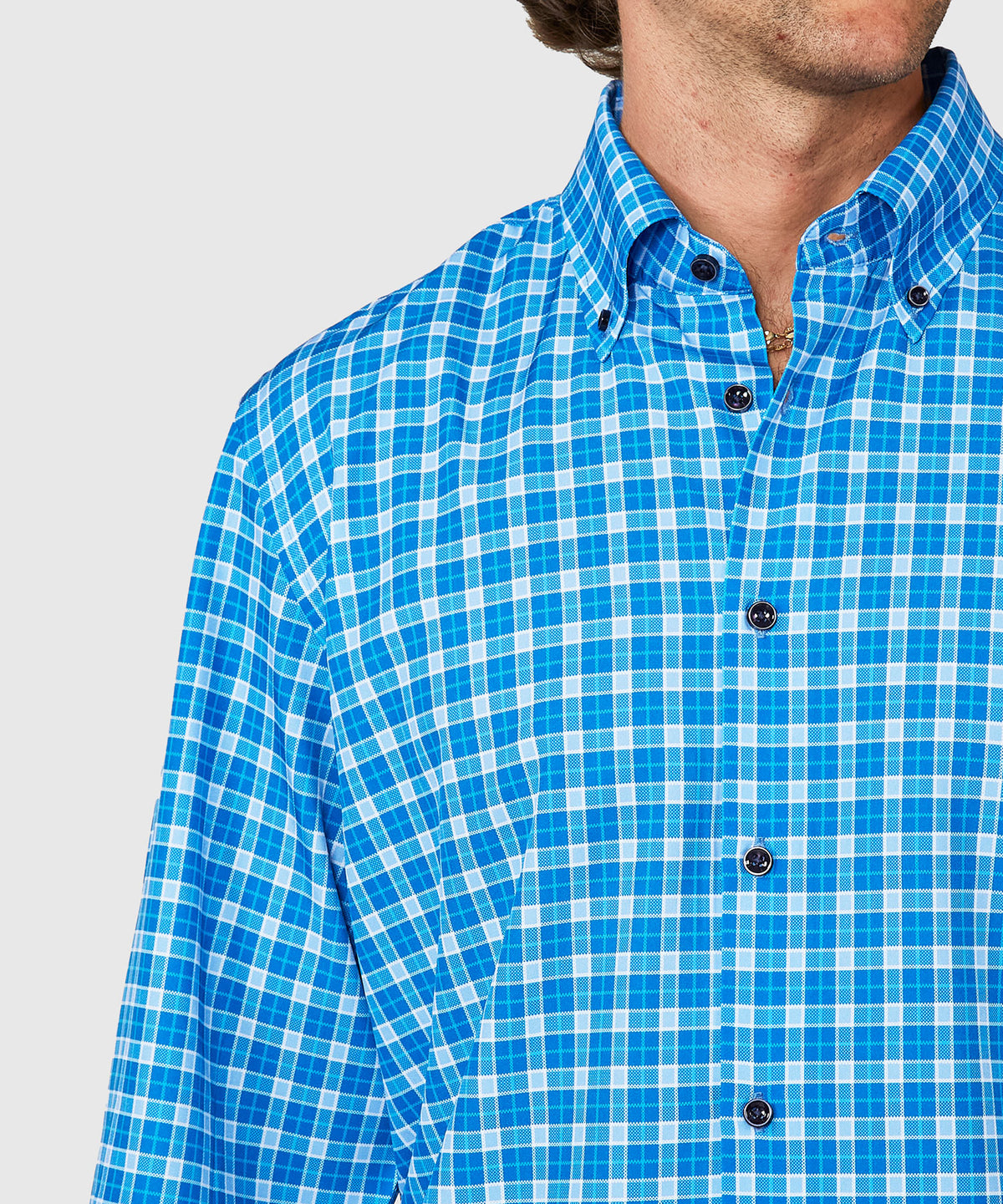 Westport No-Tuck Long Sleeve Button Down Collar Plaid Stretch Performance Sport Shirt, Men's Big & Tall