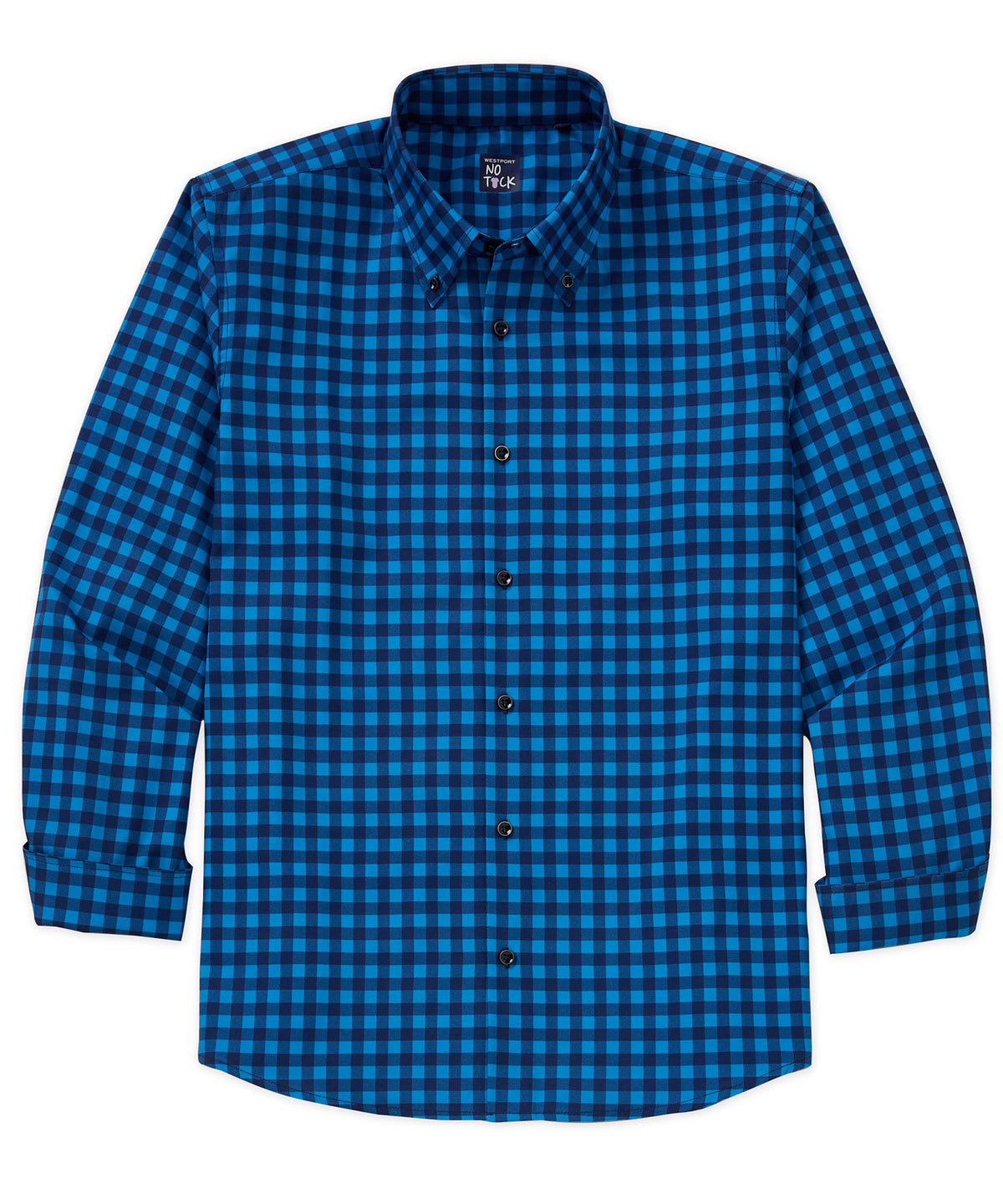Westport No-Tuck Long Sleeve Button Down Collar Check Print Stretch Performance Sport Shirt, Men's Big & Tall
