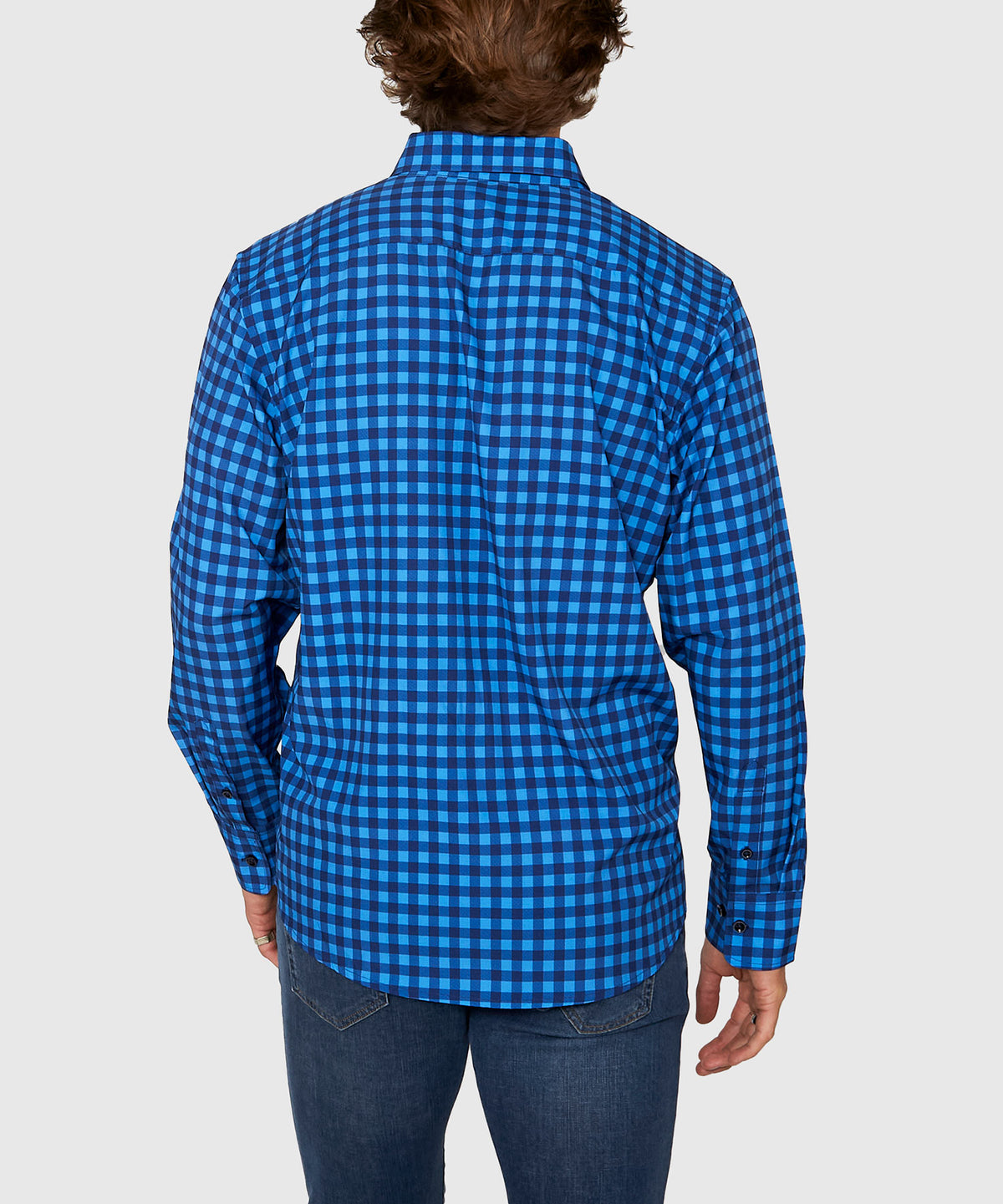 Westport No-Tuck Long Sleeve Button Down Collar Check Print Stretch Performance Sport Shirt, Men's Big & Tall
