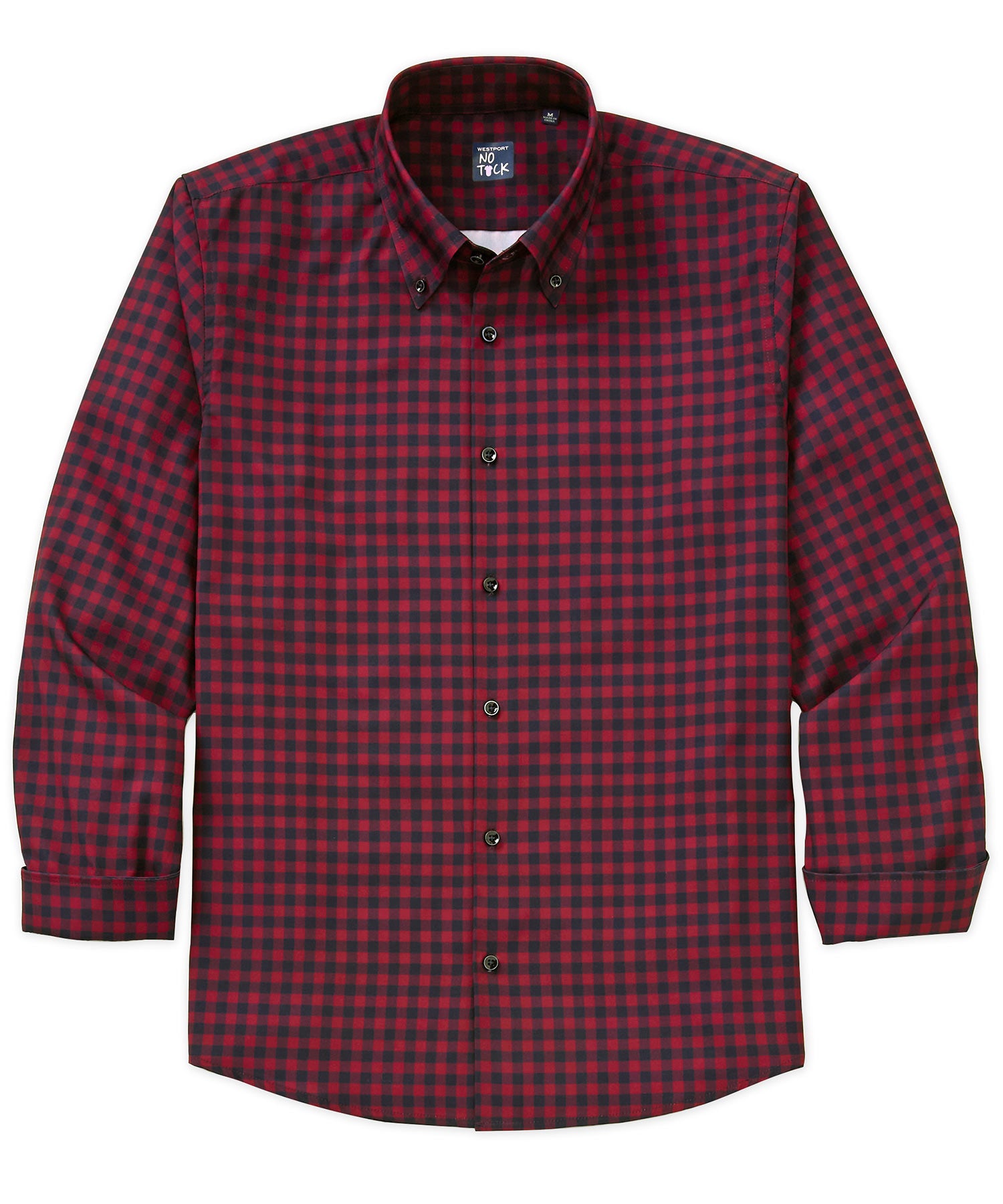 Westport No-Tuck Long Sleeve Button Down Collar Gingham Stretch Performance Sport Shirt