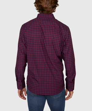 Westport No-Tuck Long Sleeve Button Down Collar Gingham Stretch Performance Sport Shirt