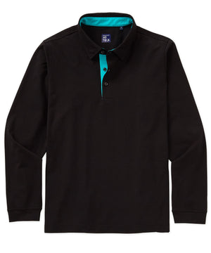 Westport No-Tuck Long Sleeve Stretch Cotton Rich Contrast Trim Placket Polo