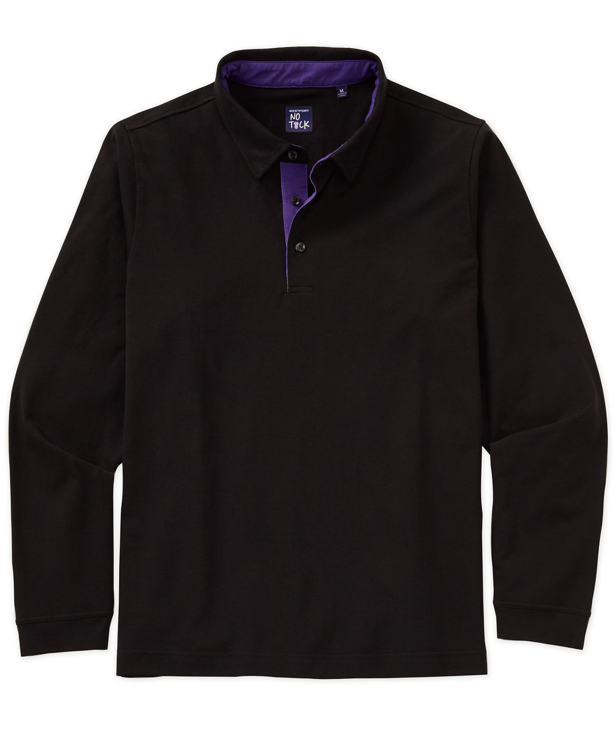 Westport No-Tuck Long Sleeve Stretch Cotton Rich Contrast Trim Placket Polo, Men's Big & Tall