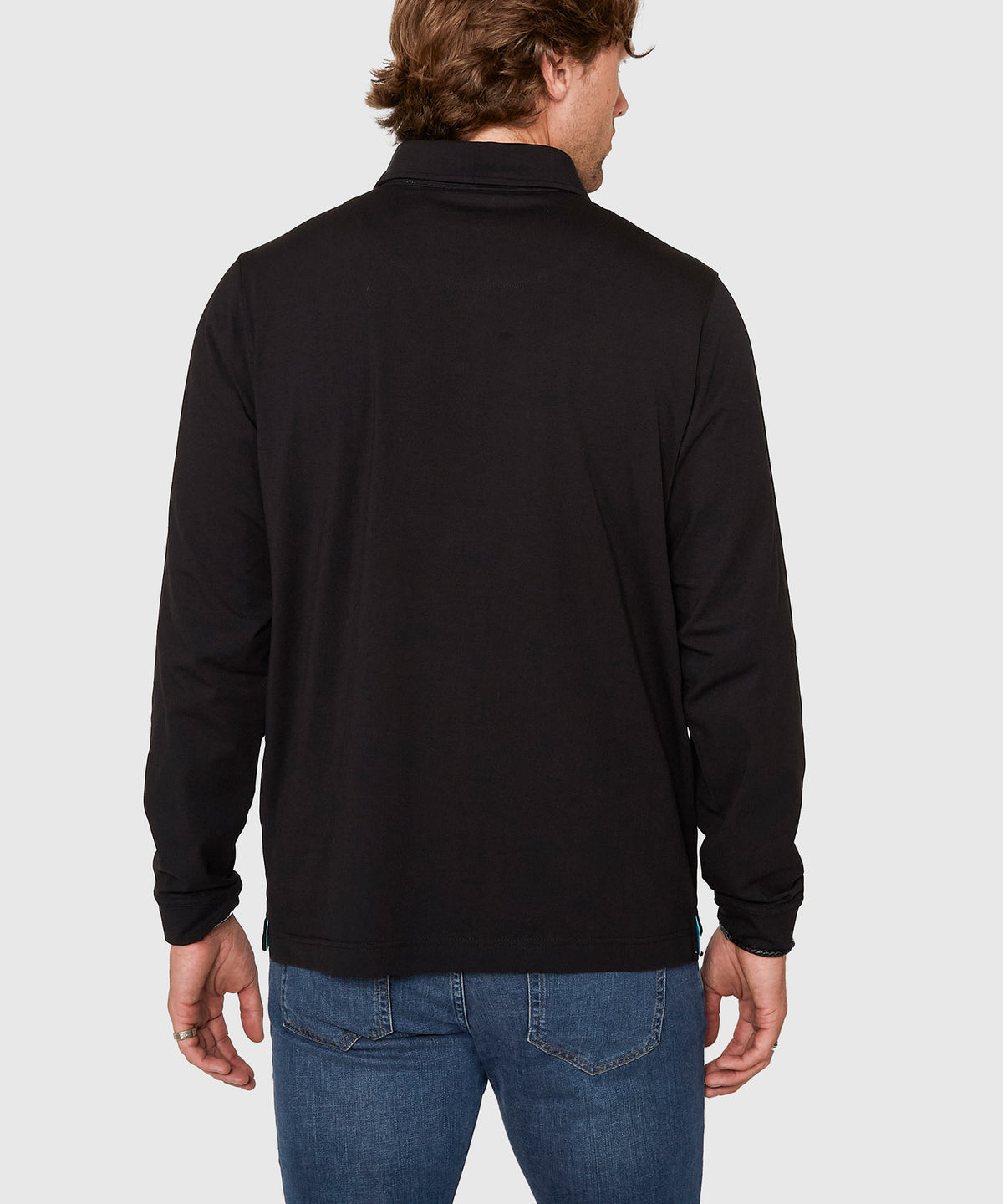 Westport No-Tuck Long Sleeve Stretch Cotton Rich Contrast Trim Placket Polo, Men's Big & Tall