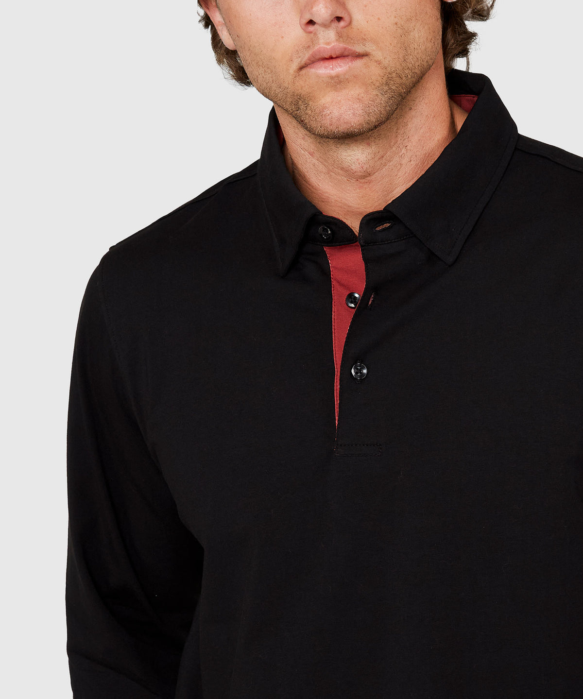 Westport No-Tuck Long Sleeve Stretch Cotton Rich Contrast Trim Placket Polo, Men's Big & Tall