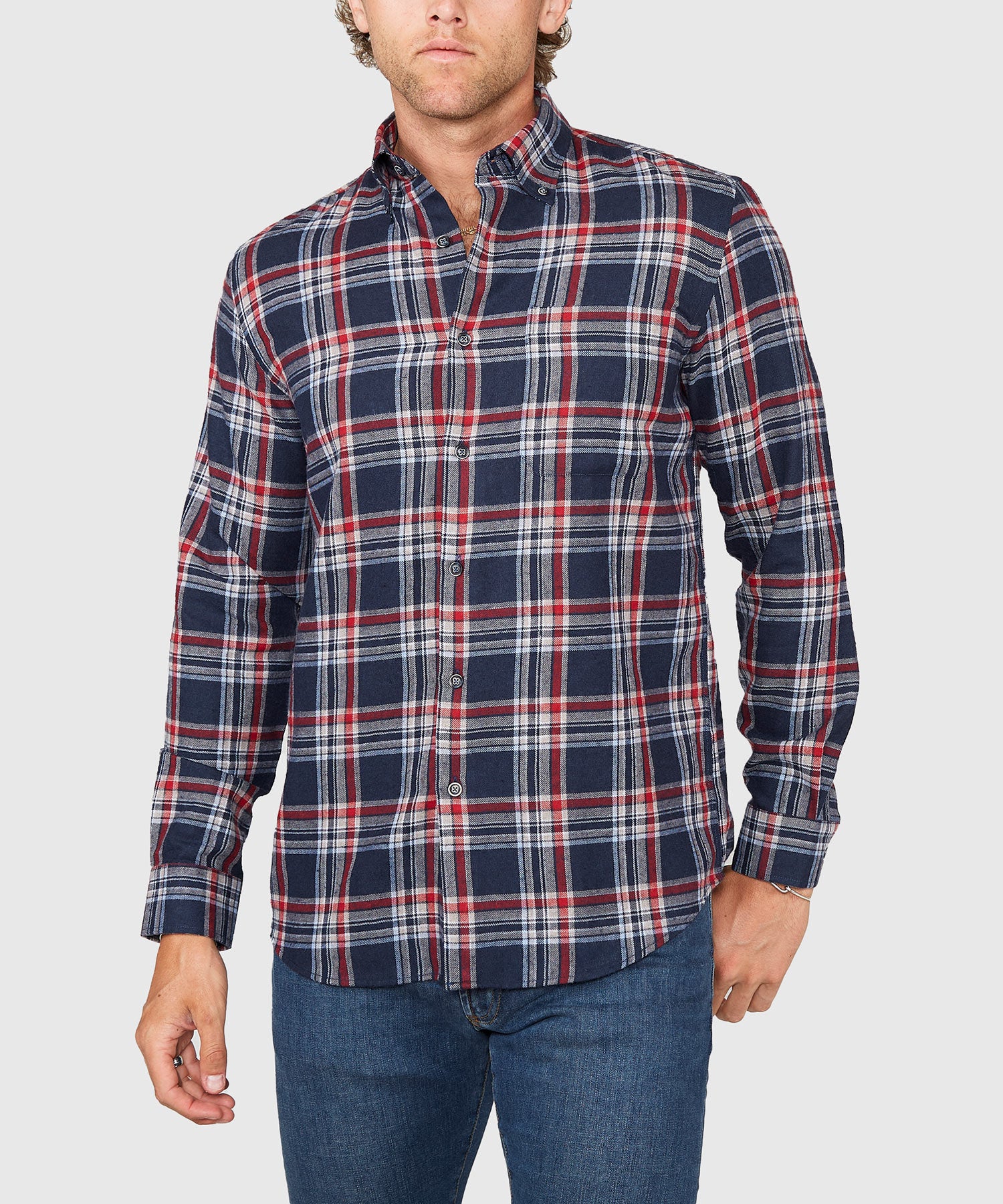 Men's Big & Tall Westport Lifestyle Long Sleeve Button Down Collar Flannel Sport Shirt Multi / 2XT