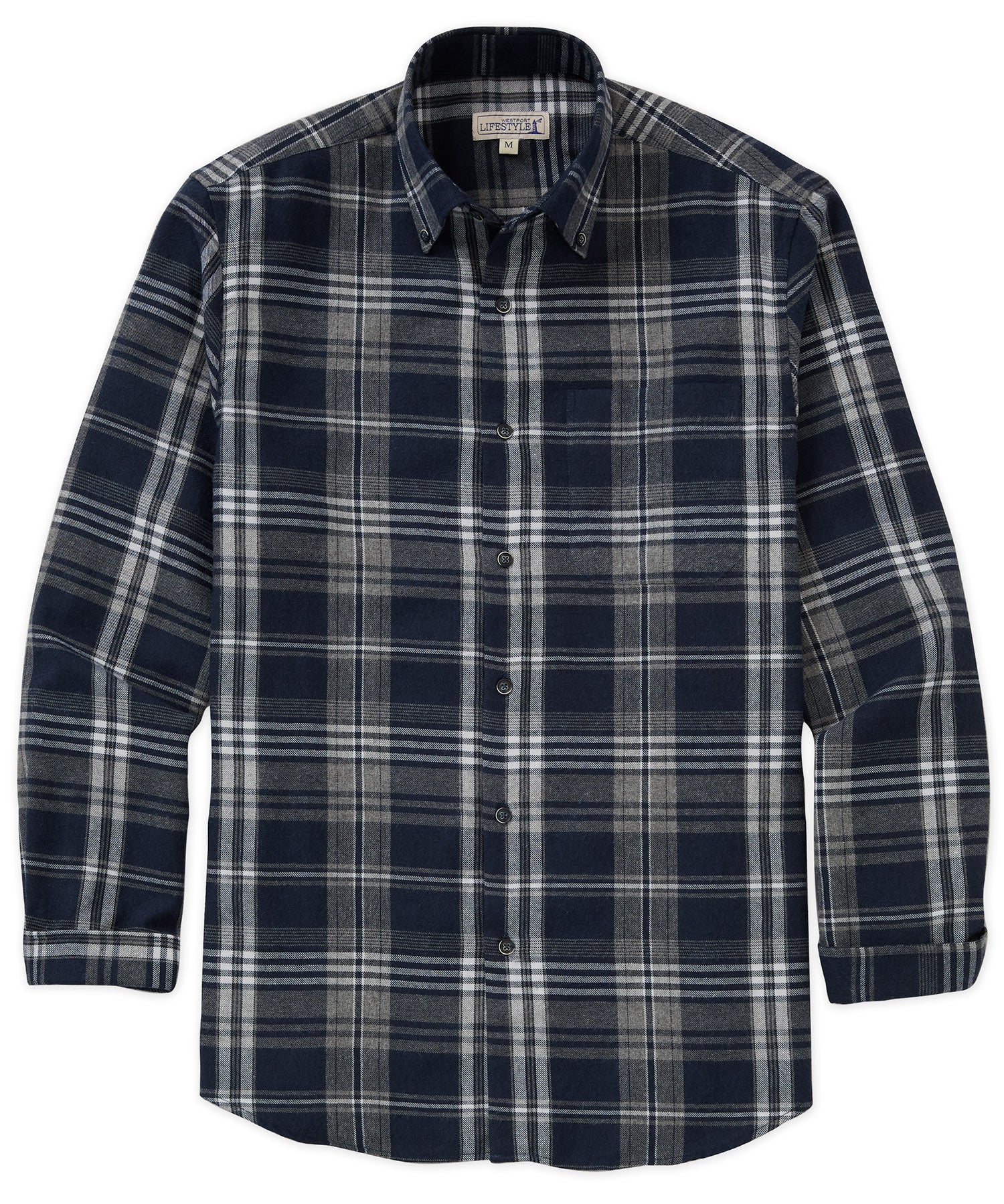 Westport Lifestyle Long Sleeve Button Down Collar Flannel Sport Shirt
