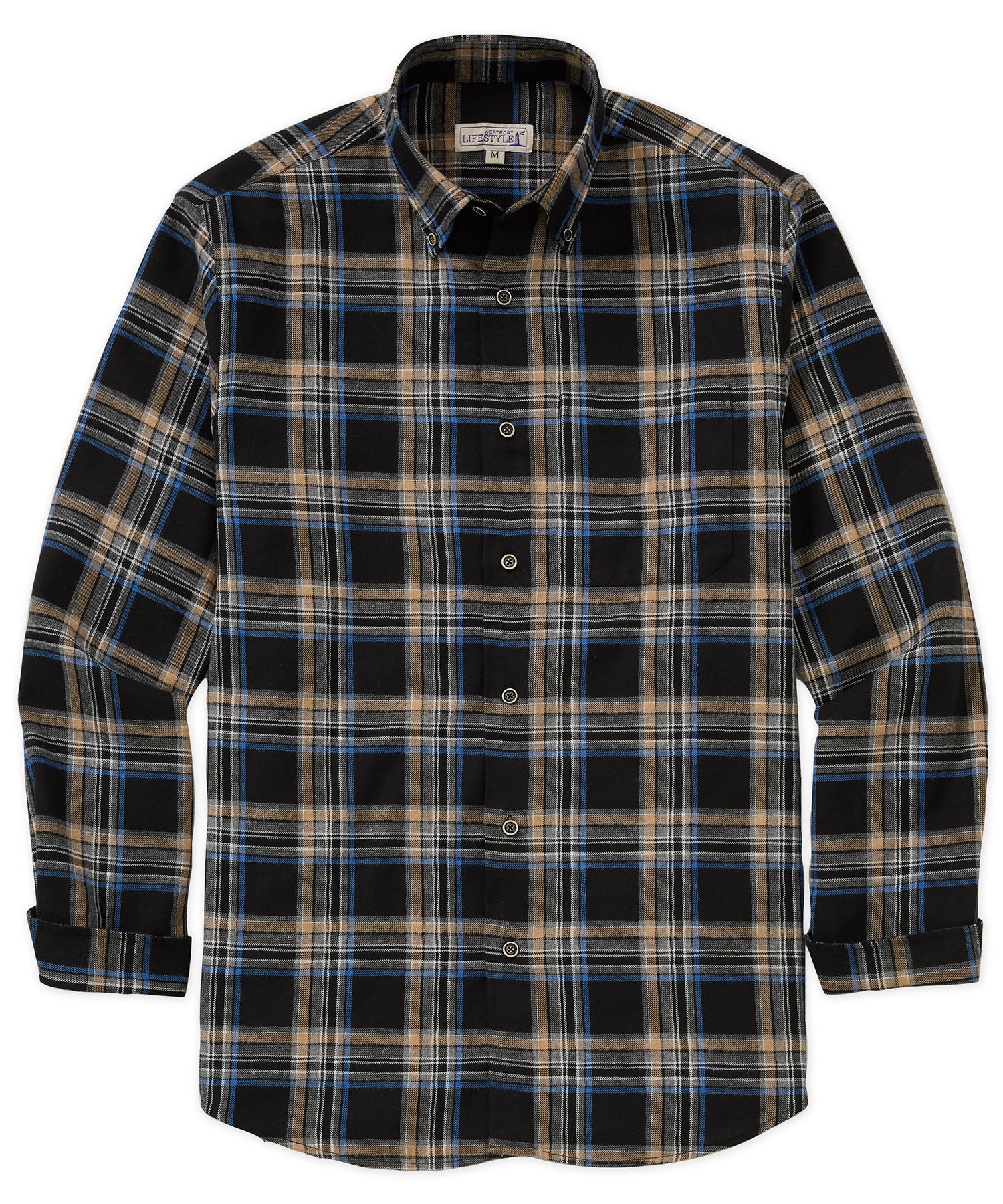 Westport Lifestyle Long Sleeve Button Down Collar Flannel Sport Shirt, Men's Big & Tall