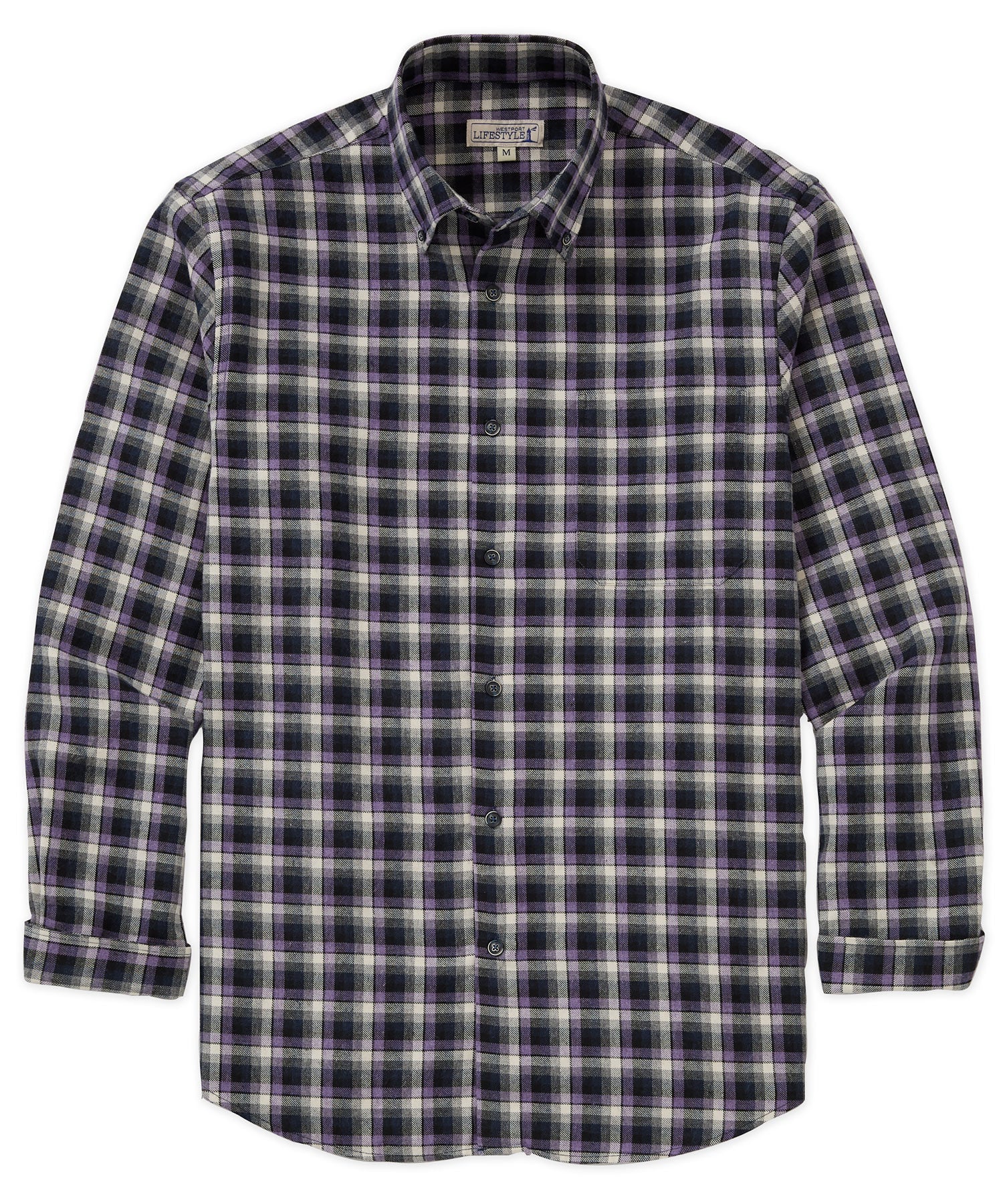 Westport Lifestyle Long Sleeve Button Down Collar Flannel Sport Shirt, Men's Big & Tall