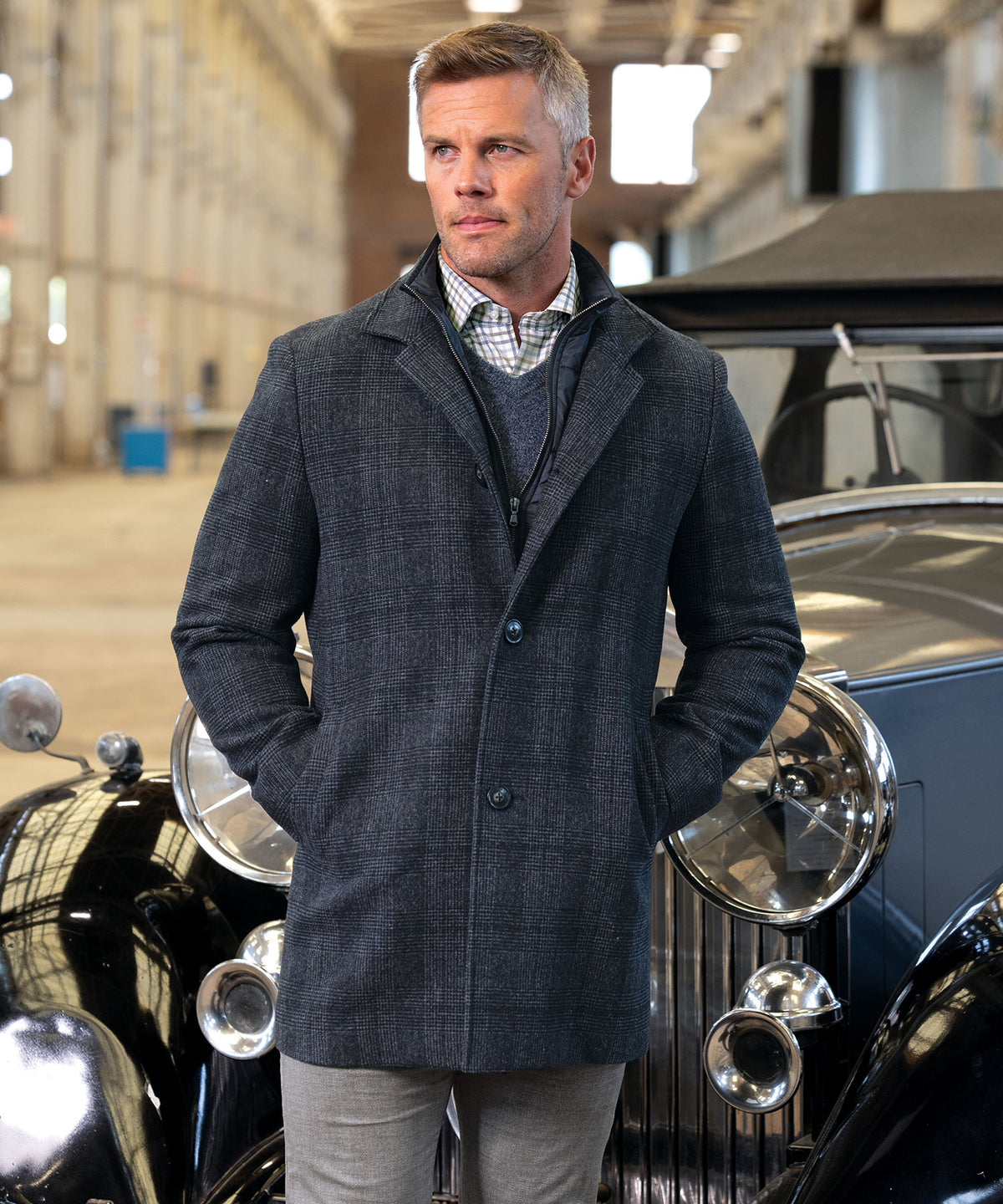Hart Schaffner Marx Removable Bib Plaid Wool Jacket, Men's Big & Tall