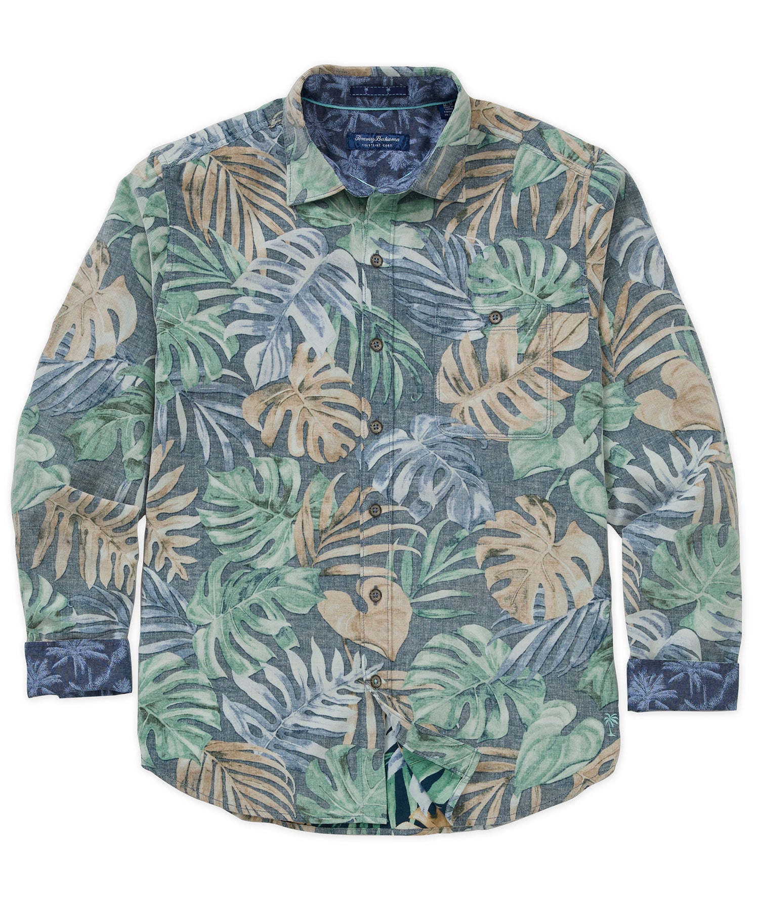 tommy bahama long sleeve dress shirts Tommy Bahama Men's Big & Tall Coastline Cord Jungle Fade Shirt - Sterling Blue