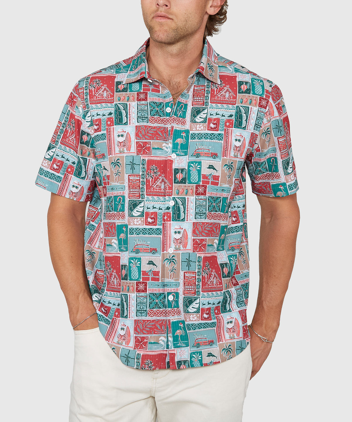 Tommy Bahama Short Sleeve Bahama Coast Gift Wrap Sport Shirt, Men's Big & Tall