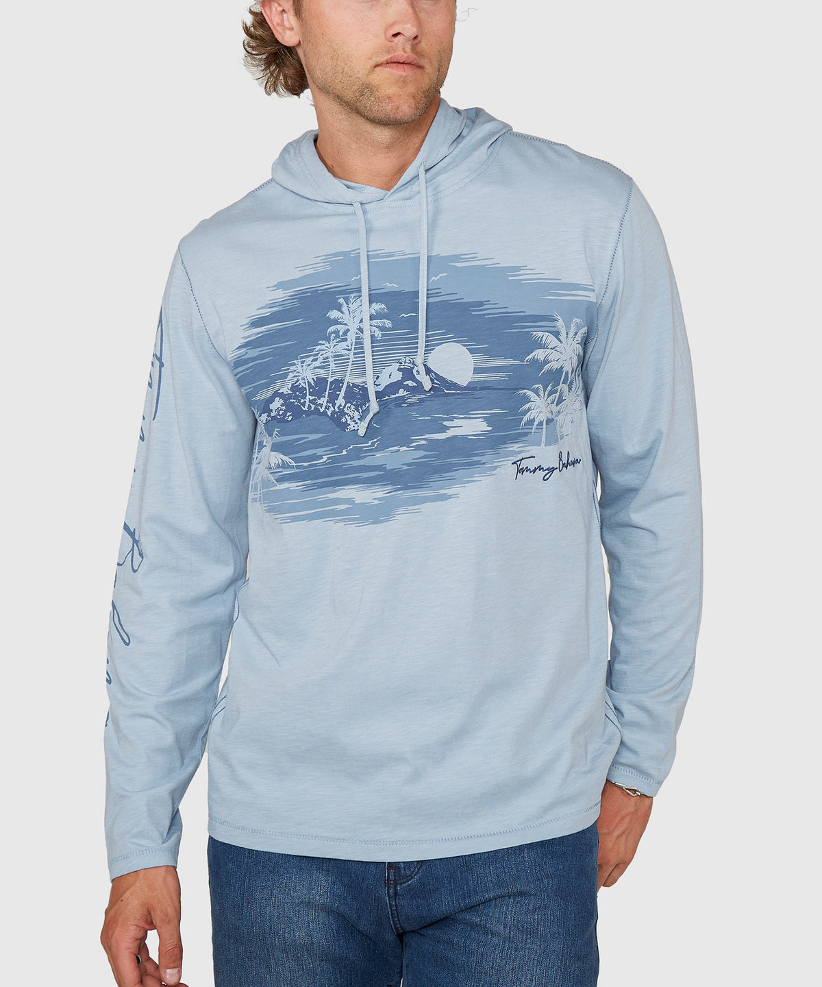 Tommy Bahama Long Sleeve Azul Haze Lux Hoodie T-Shirt, Men's Big & Tall