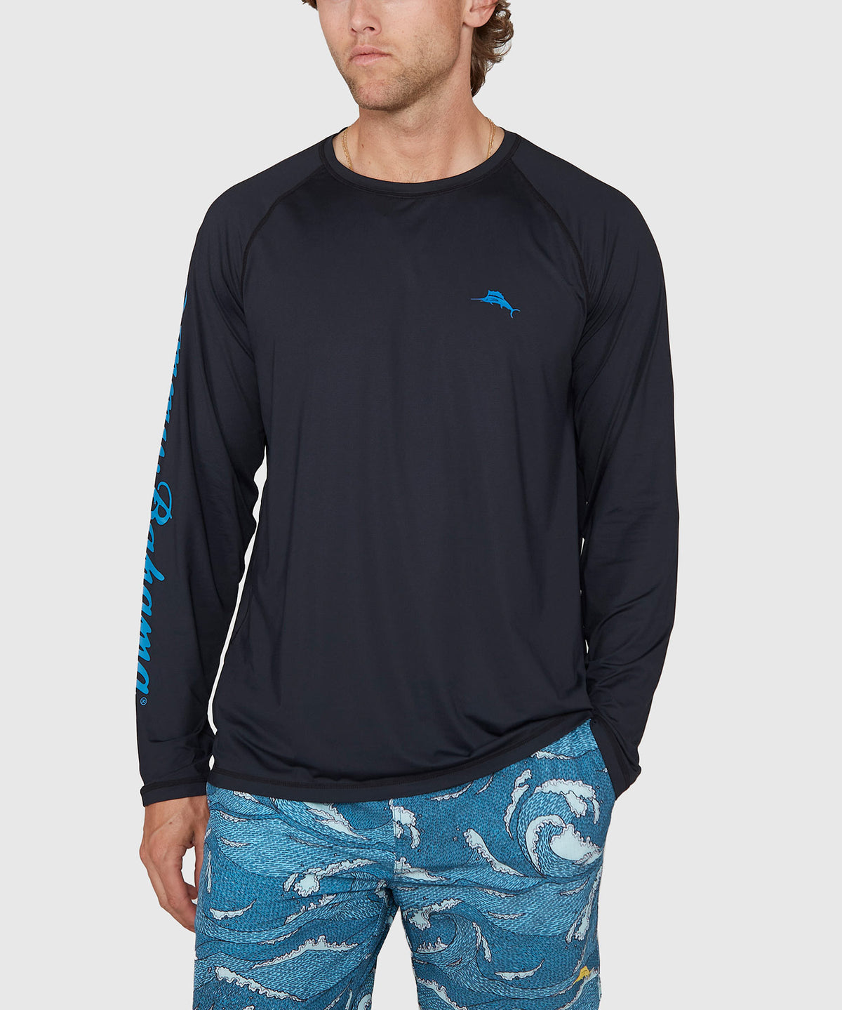 Tommy Bahama Long Sleeve Chill Time Surf Crew Rash Guard T-Shirt, Men's Big & Tall