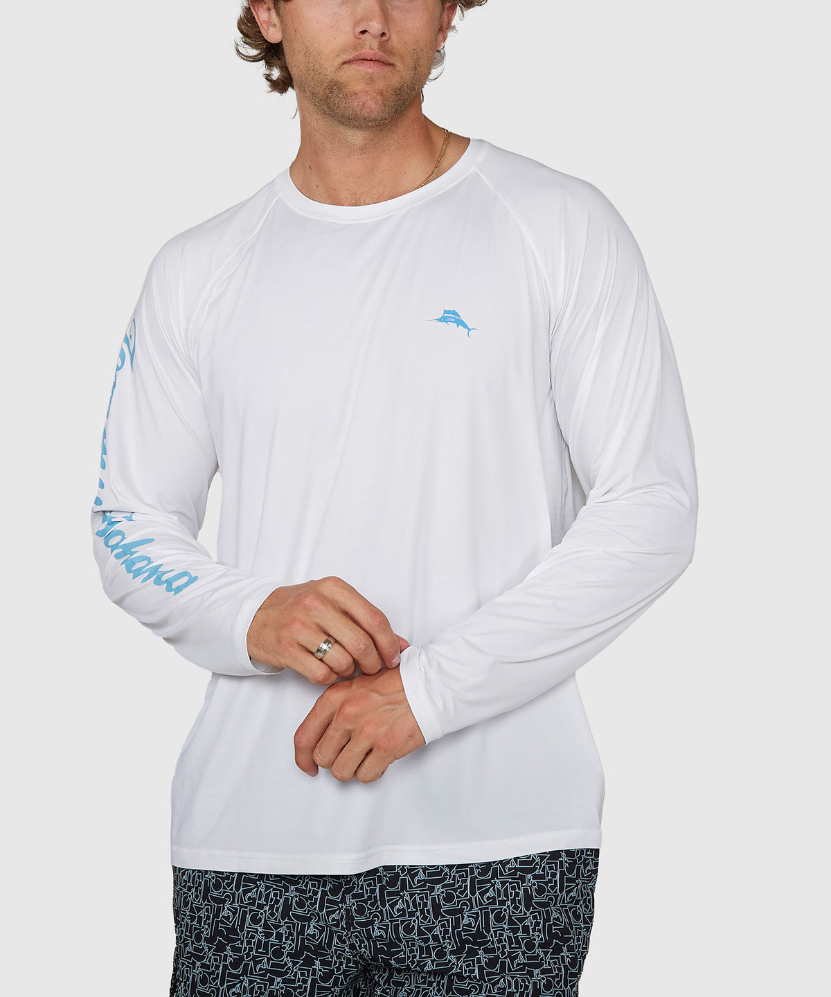 Tommy Bahama Long Sleeve Chill Time Surf Crew Rash Guard T-Shirt, Men's Big & Tall