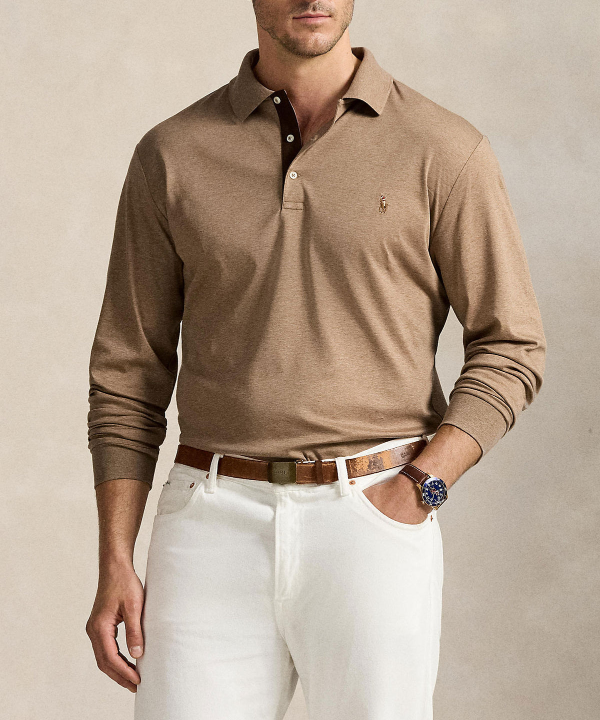 Polo Ralph Lauren Long Sleeve Soft Touch Cotton Polo, Men's Big & Tall