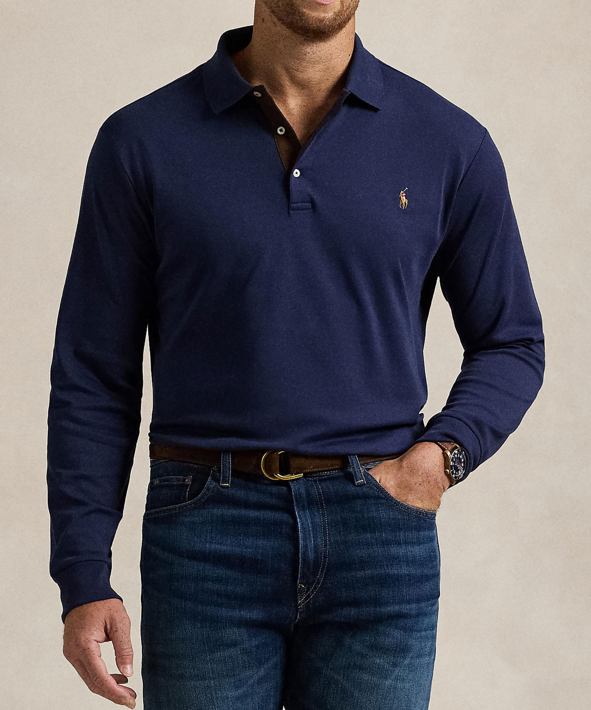 Polo Ralph Lauren Long Sleeve Soft Touch Cotton Polo, Men's Big & Tall