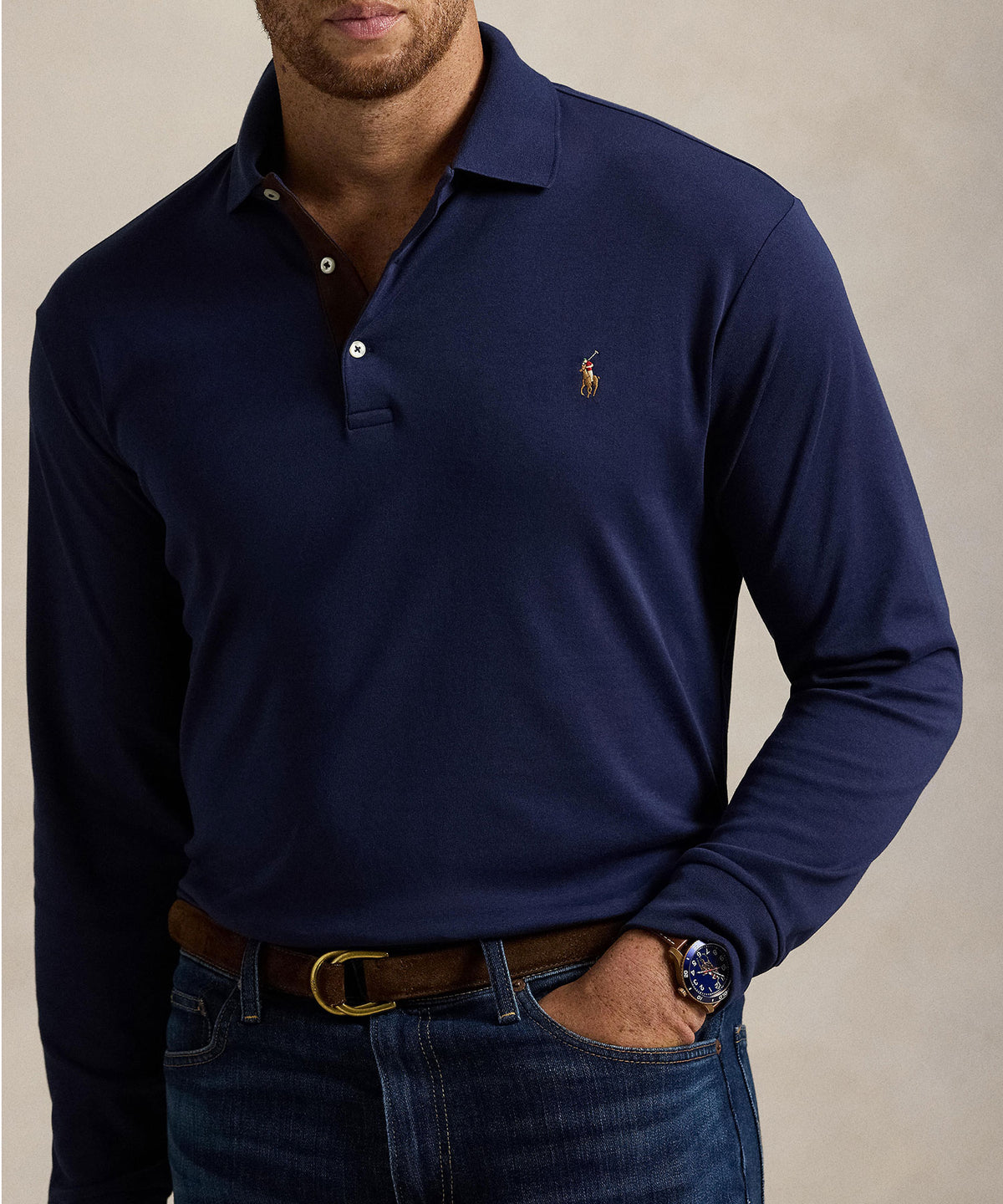 Polo Ralph Lauren Long Sleeve Soft Touch Cotton Polo, Men's Big & Tall
