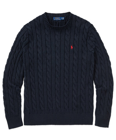Polo Ralph Lauren Cotton Cable Crew Neck Sweater, Men's Big & Tall