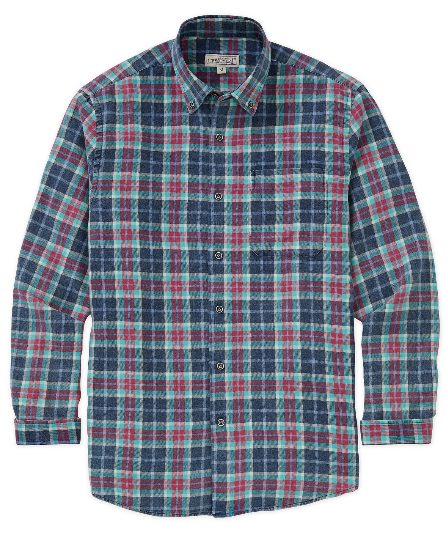 Westport Lifestyle Long Sleeve Button Down Collar Plaid Sport Shirt, Men's Big & Tall