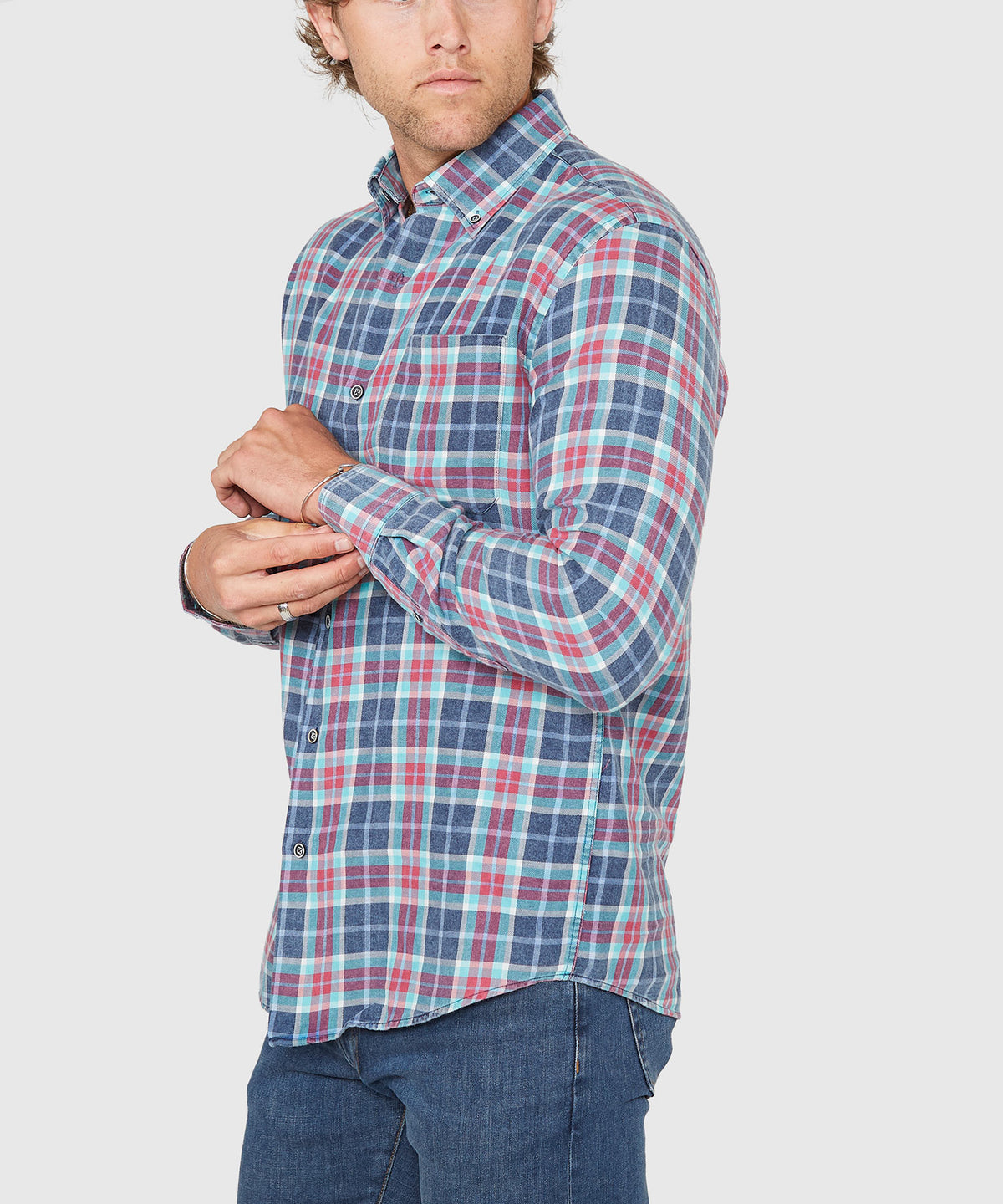 Westport Lifestyle Long Sleeve Button Down Collar Plaid Sport Shirt, Men's Big & Tall