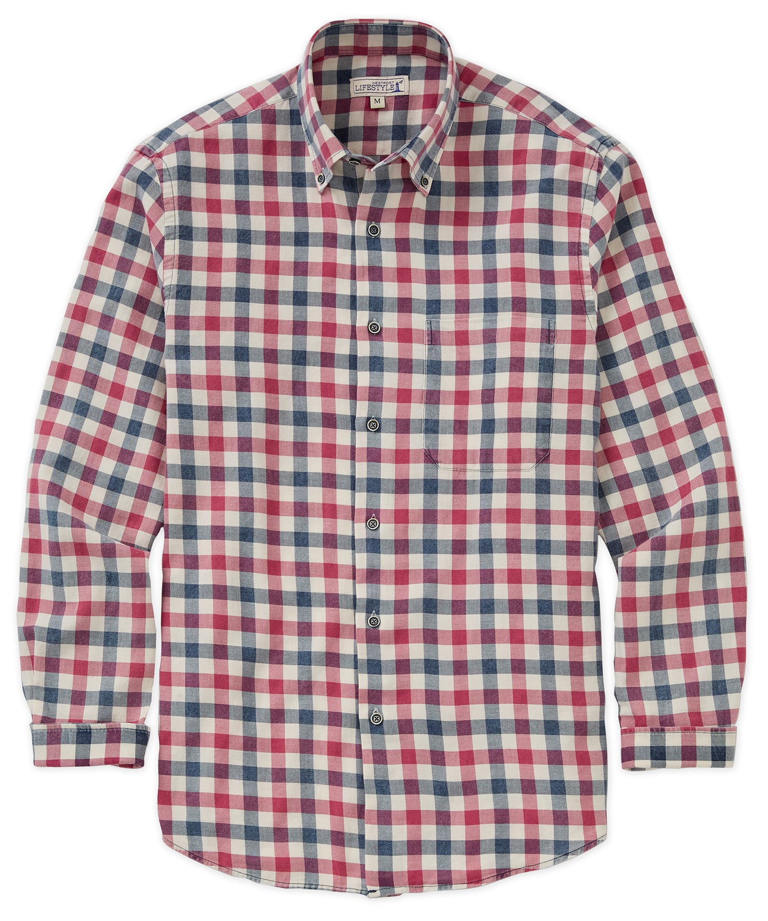 Westport Lifestyle Long Sleeve Button Down Collar Plaid Sport Shirt