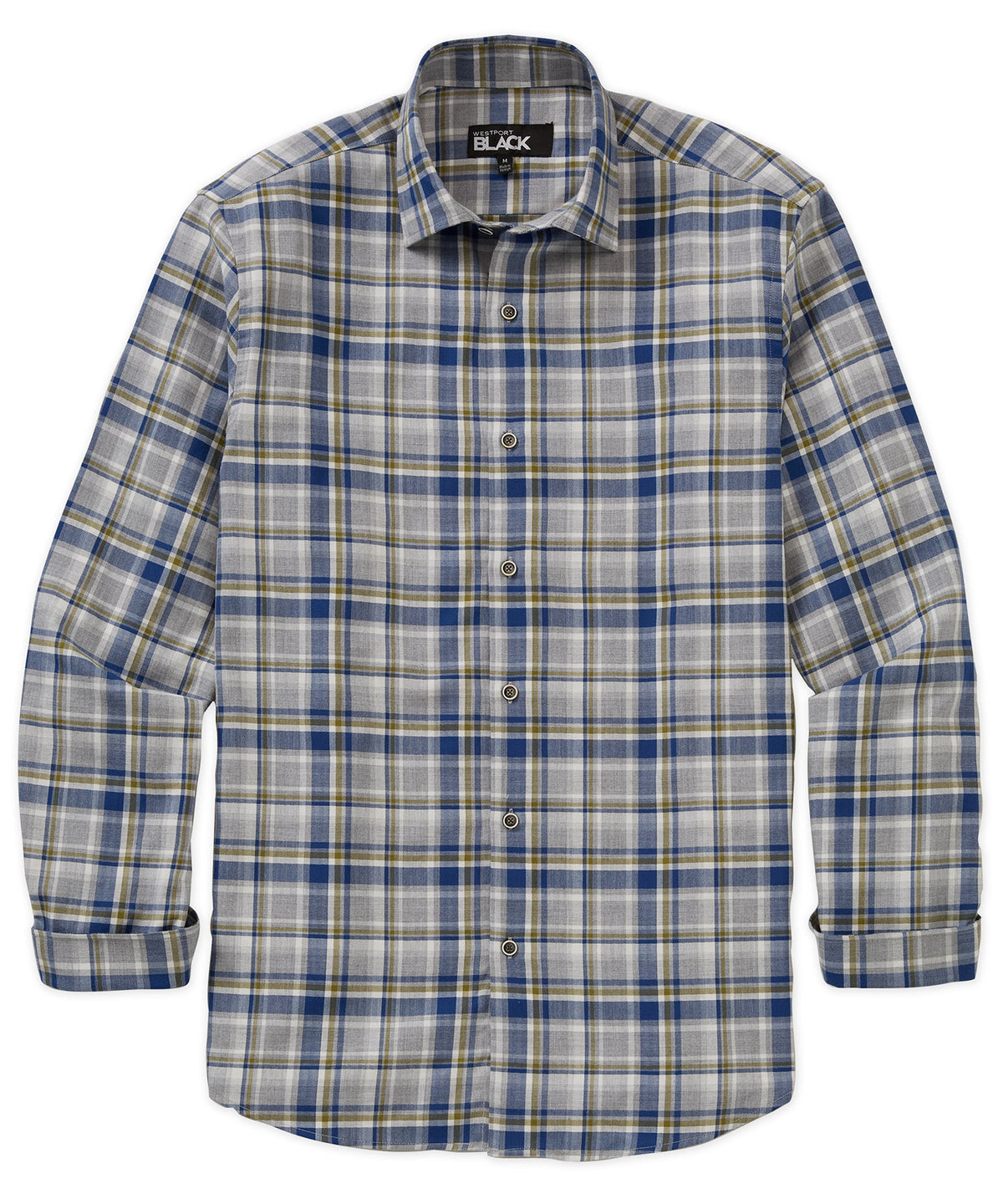 Westport Black Long Sleeve Button Under Spread Collar Sport Shirt, Men's Big & Tall