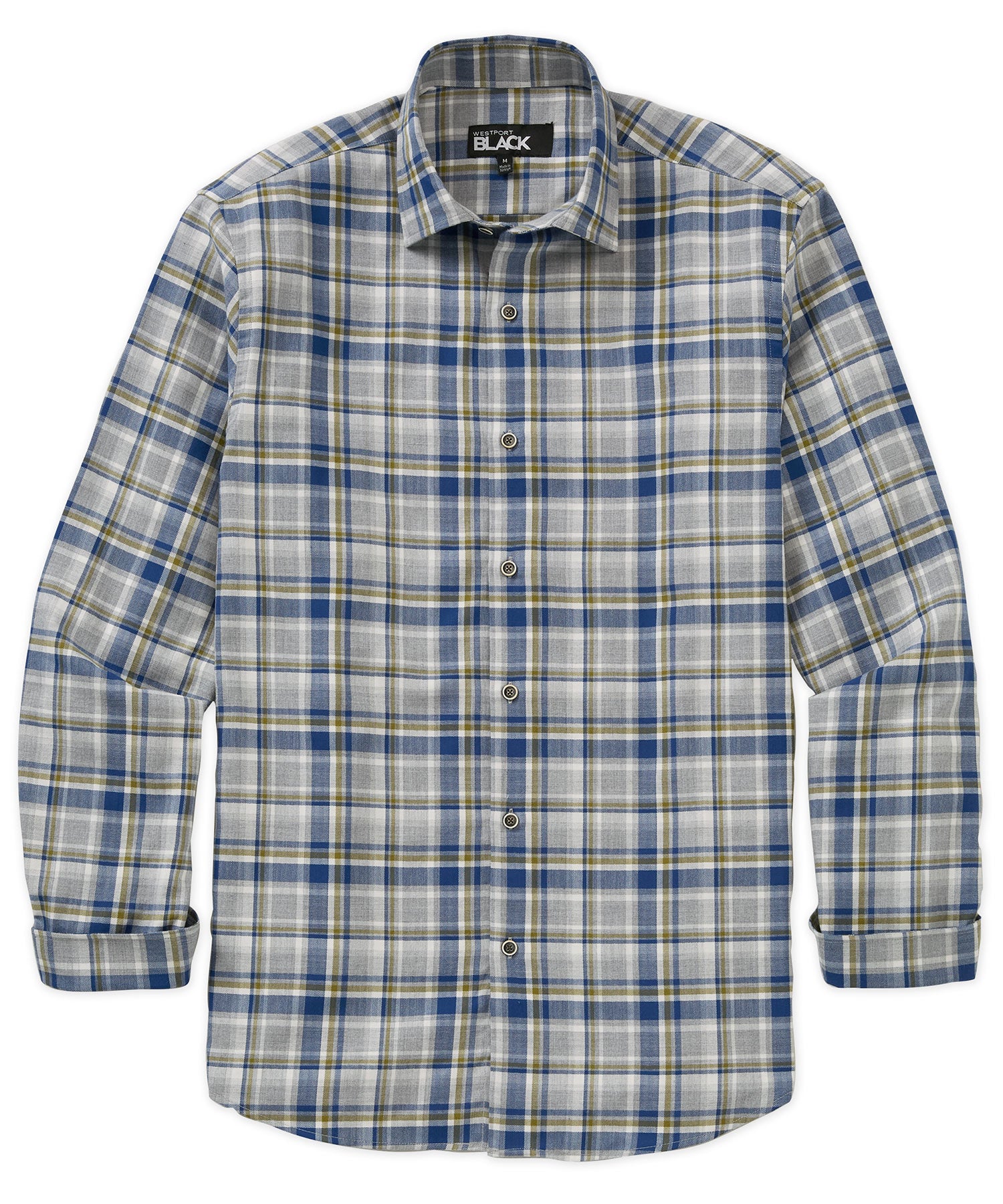 Westport Black Long Sleeve Button Under Spread Collar Sport Shirt, Men's Big & Tall