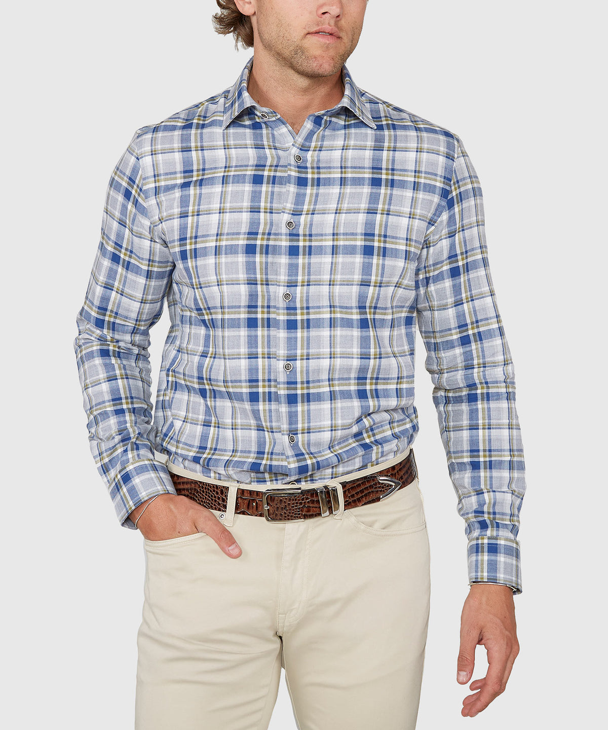 Westport Black Long Sleeve Button Under Spread Collar Sport Shirt, Men's Big & Tall