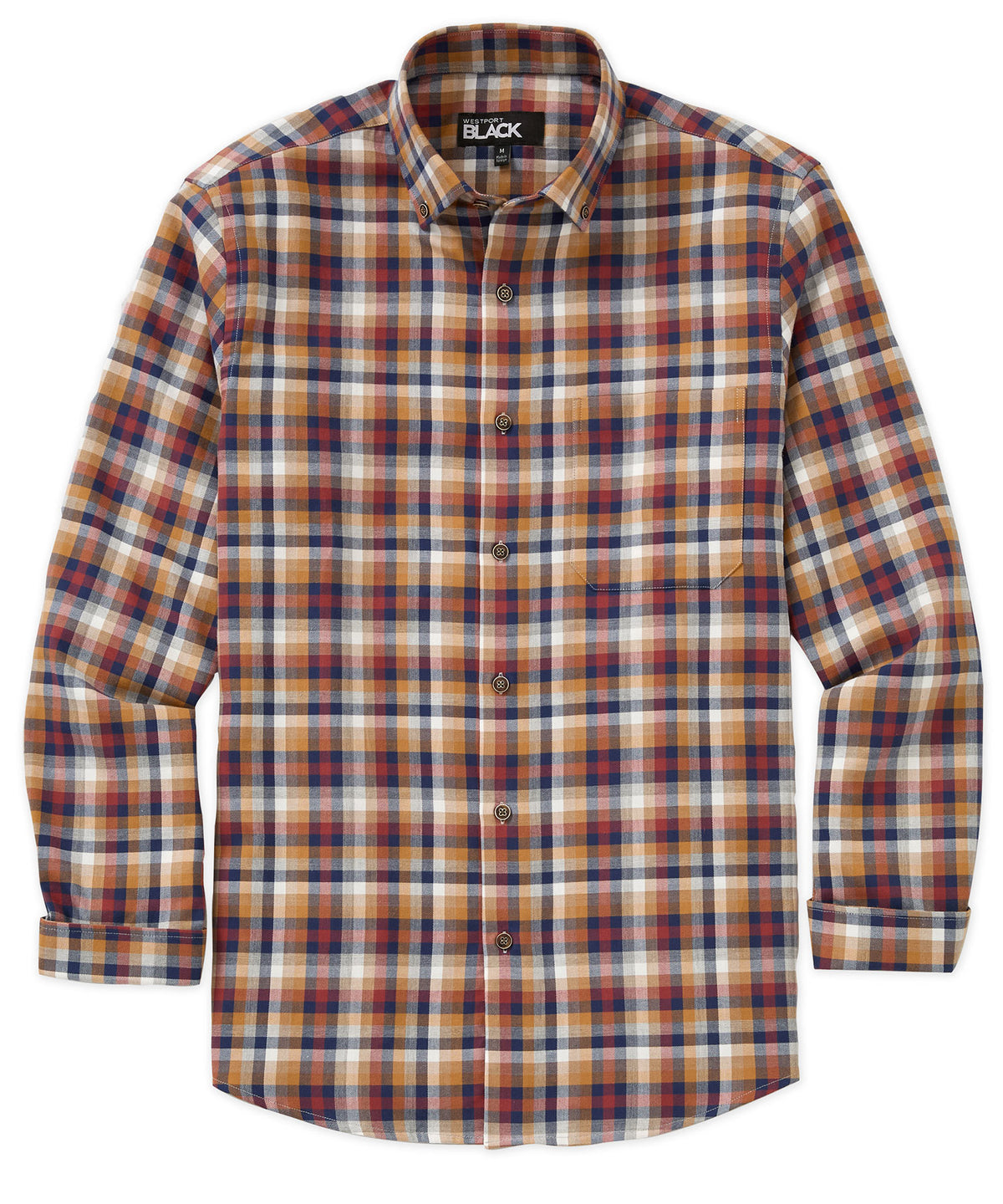 Westport Black Long Sleeve Button Down Collar Sport Shirt, Men's Big & Tall