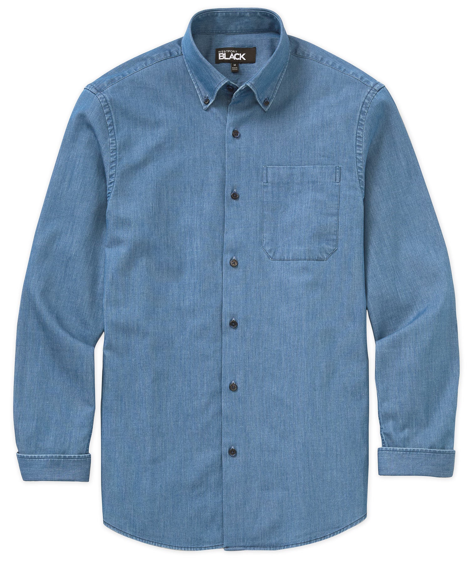 Westport Black Long Sleeve Button Down Collar Denim Sport Shirt