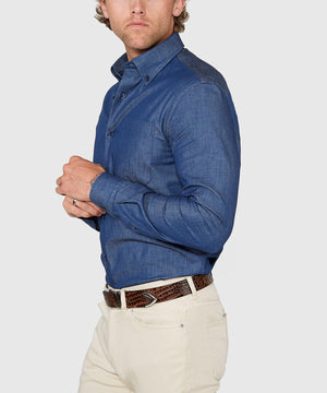 Westport Black Long Sleeve Button Down Collar Denim Sport Shirt