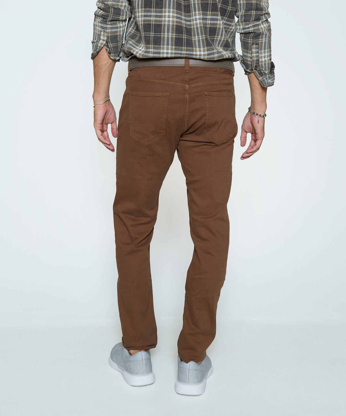 Men's stretch denim jeans in brown, straight fit with front pockets and belt loops, Westport Black Men's Big & Tall