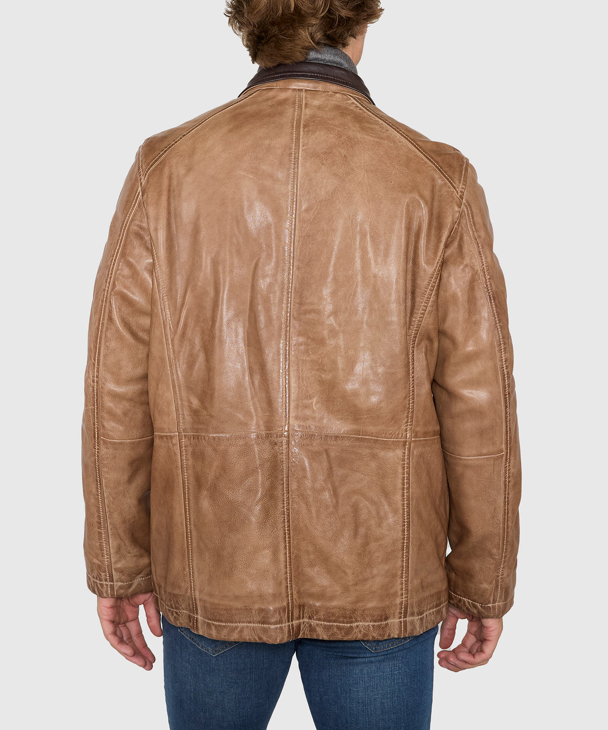 Westport Black Three Quarter Length Leather Jacket, Men's Big & Tall