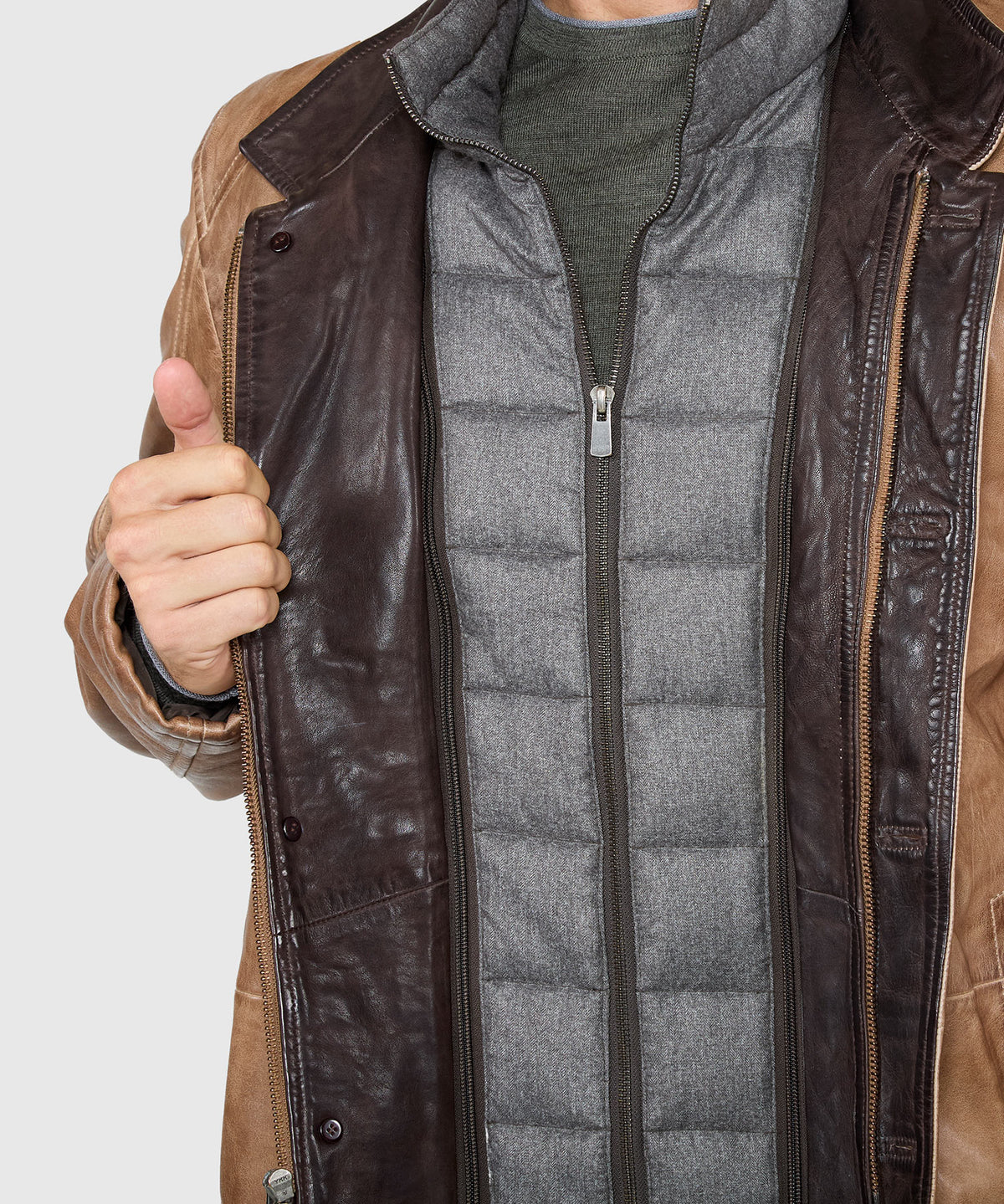 Westport Black Three Quarter Length Leather Jacket, Men's Big & Tall