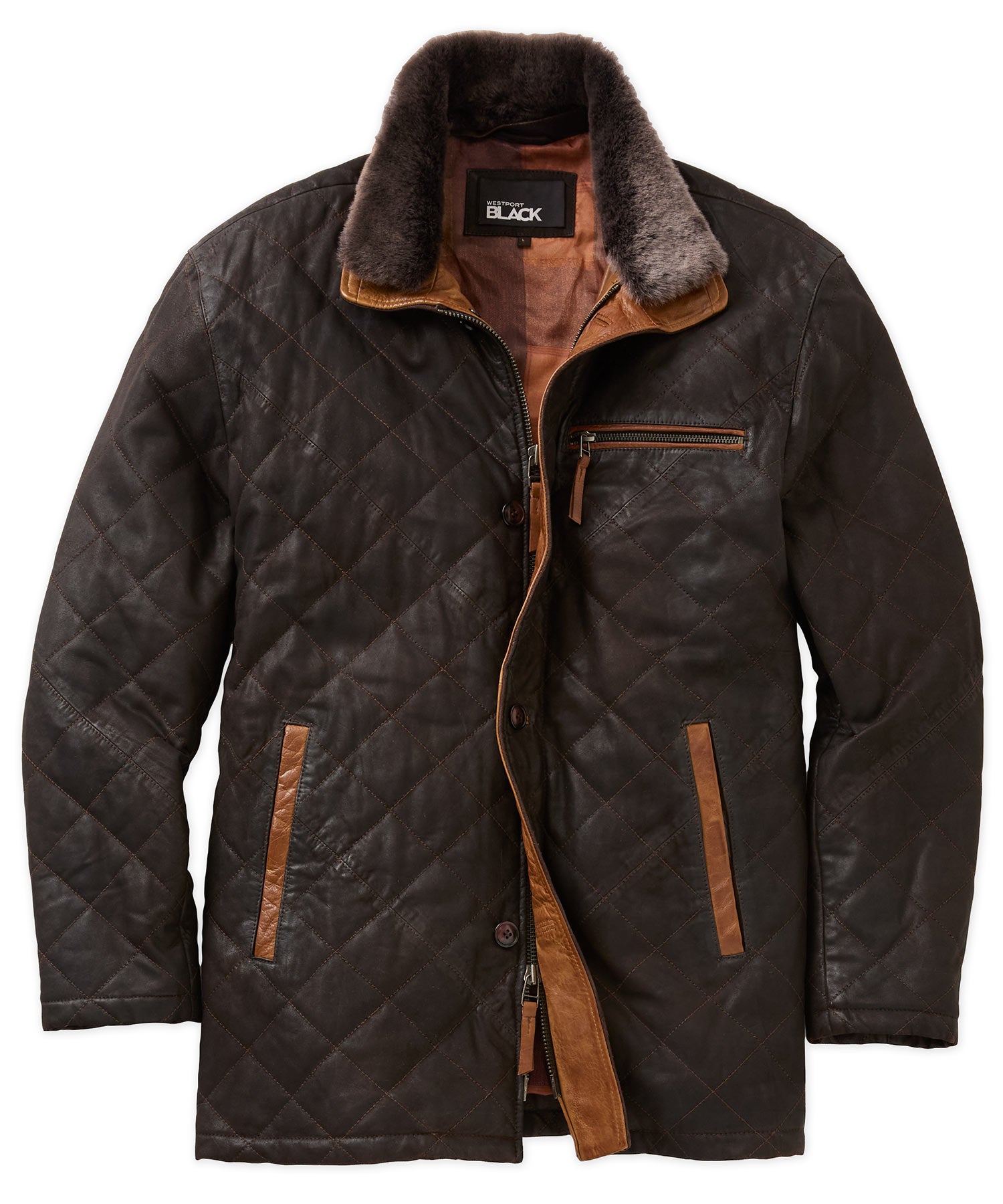 Westport Black Rainier Quilted Leather Jacket, Men's Big & Tall