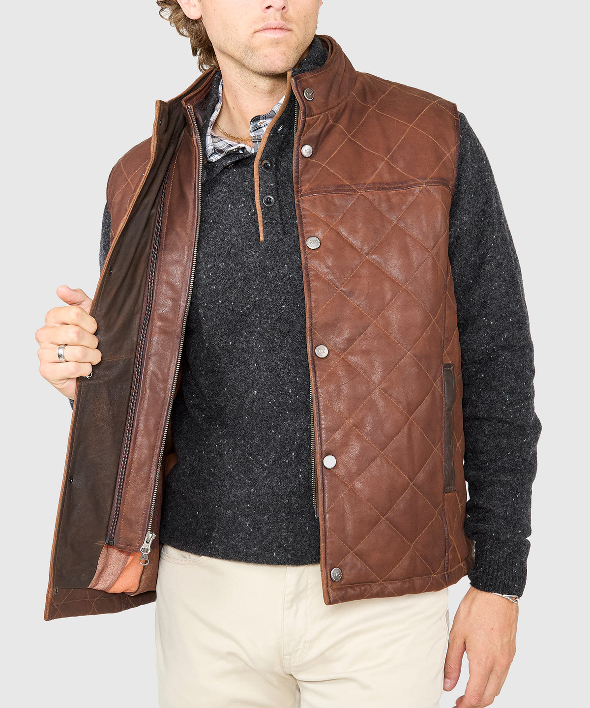 Westport Black Beaver Creek Quilted Goat Suede Vest, Men's Big & Tall