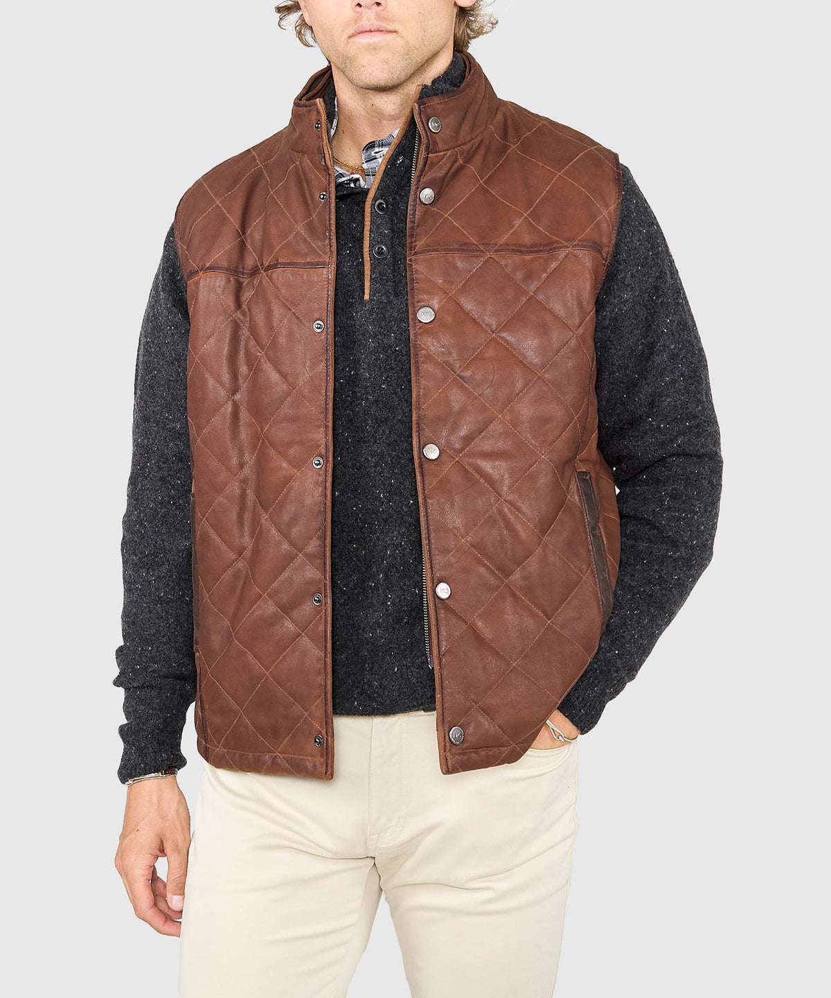 Westport Black Beaver Creek Quilted Goat Suede Vest, Men's Big & Tall