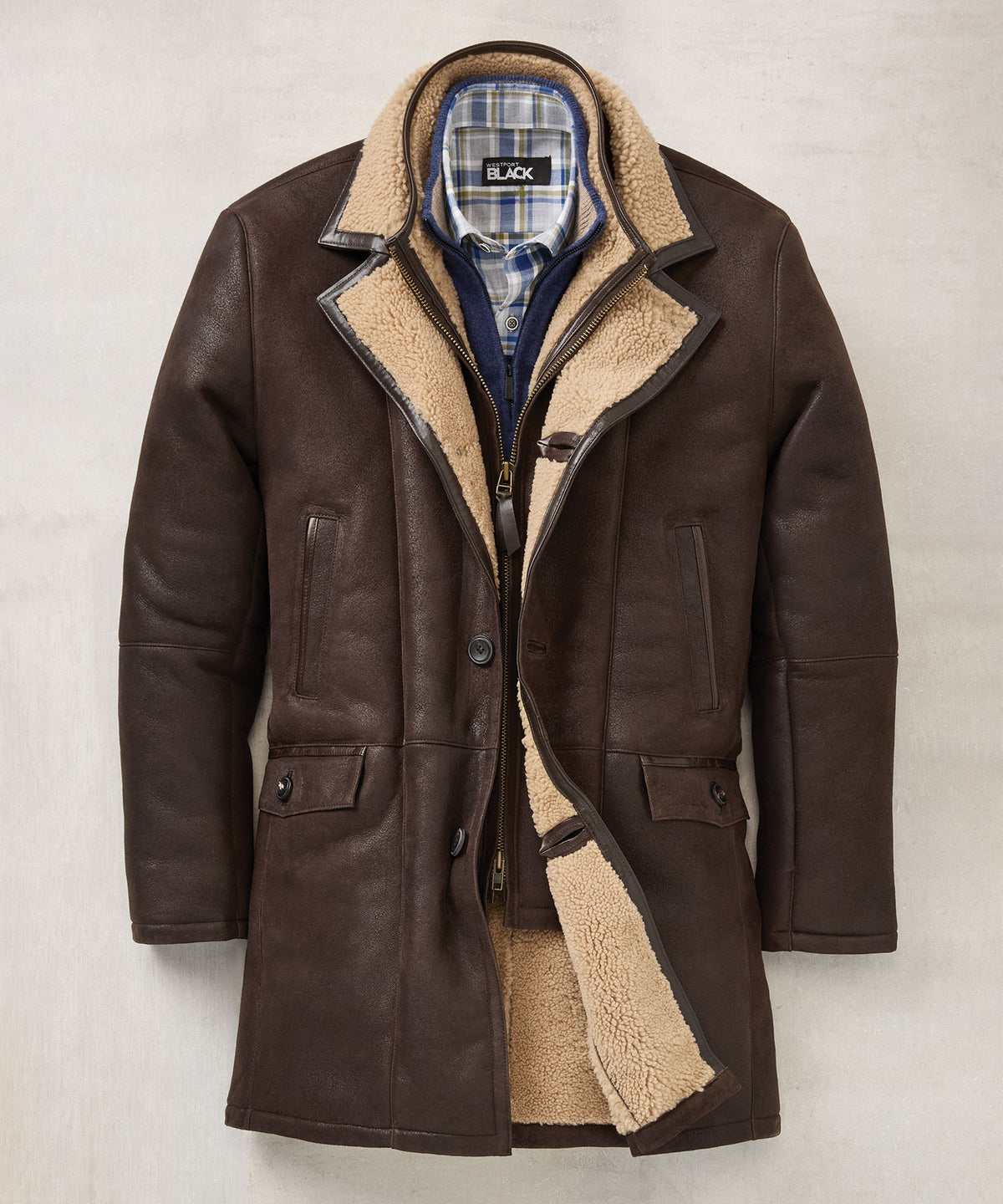 Westport Black Redding Shearling Coat, Men's Big & Tall