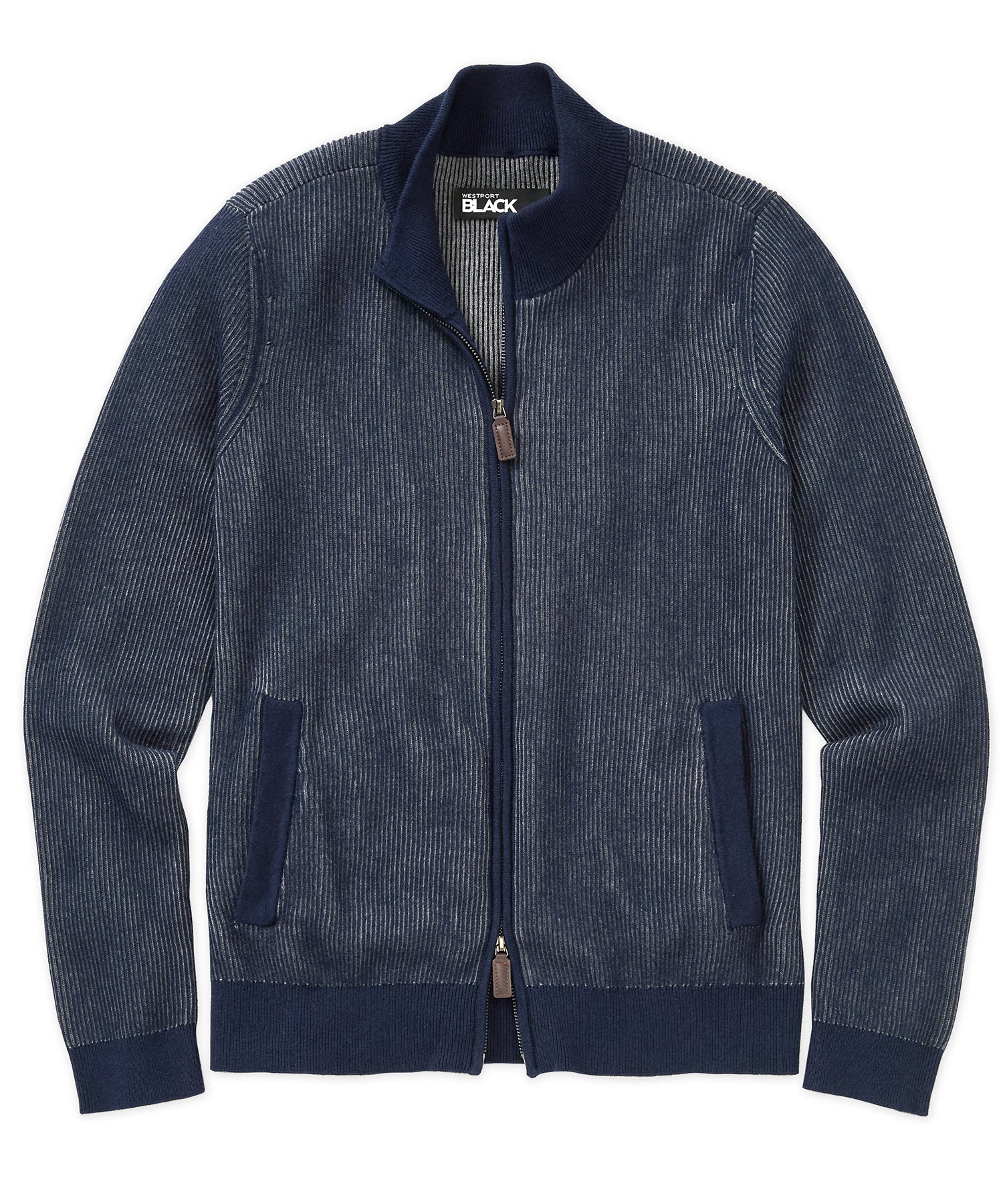 Westport Black Big & Tall Zip Front Mock Cardigan | Westport Big