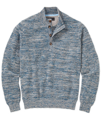 Westport Black Chenille Button Mock Sweater, Men's Big & Tall