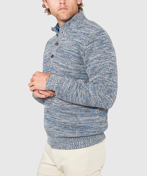 Westport Black Chenille Button Mock Sweater