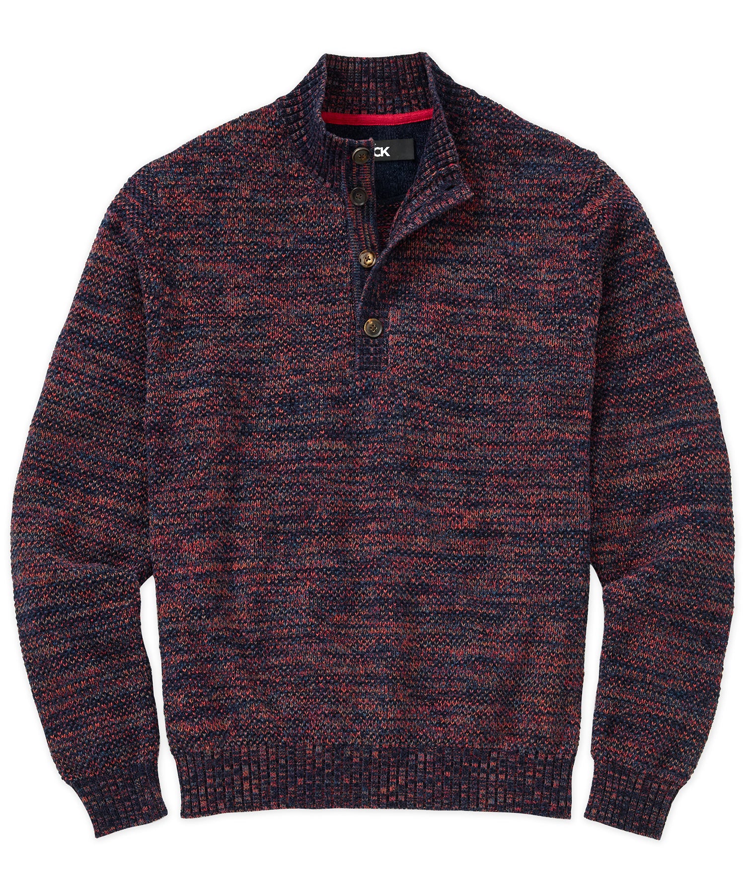 Westport Black Chenille Button Mock Sweater