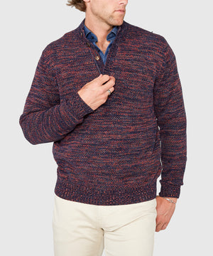 Westport Black Chenille Button Mock Sweater