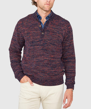 Westport Black Chenille Button Mock Sweater