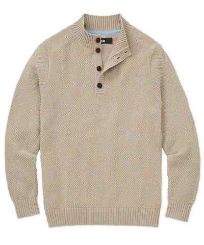 Westport Black Chenille Button Mock Sweater, Men's Big & Tall