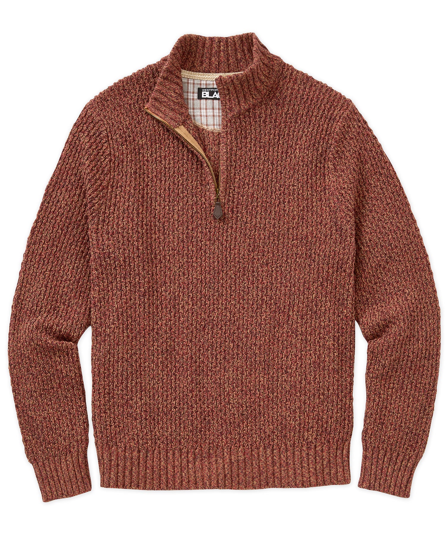 Westport Black Tri-Color Quarter Zip Sweater, Men's Big & Tall