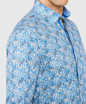 Westport Black Long Sleeve Hidden Button Down Collar Printed Sport Shirt