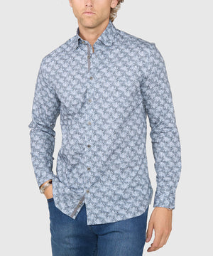 Westport Black Long Sleeve Hidden Button Down Collar Printed Sport Shirt